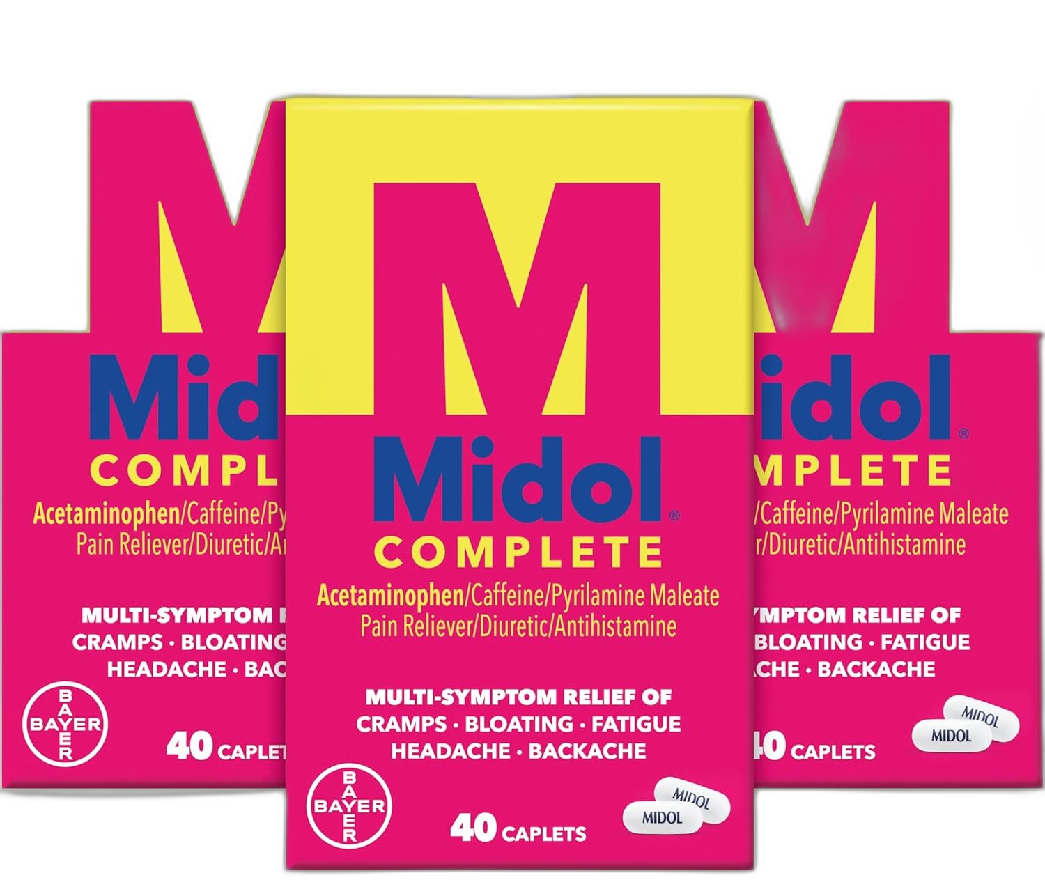 Midol Complete Menstrual Pain Relief Caplets for Cramps - 40 Count