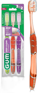 GUM Technique Deep Clean Toothbrush - Extra Soft for Sensitive Gums, 3 Count