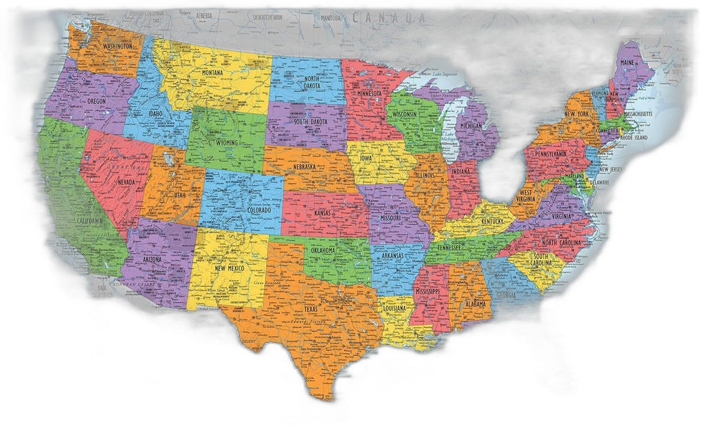 Palace Learning Laminated USA Map - Durable & Updated 18" x 29"