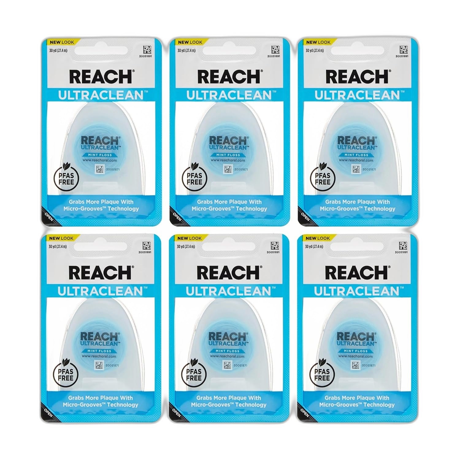 REACH Ultraclean Dental Floss - Effective Plaque Remover, 6 Pack