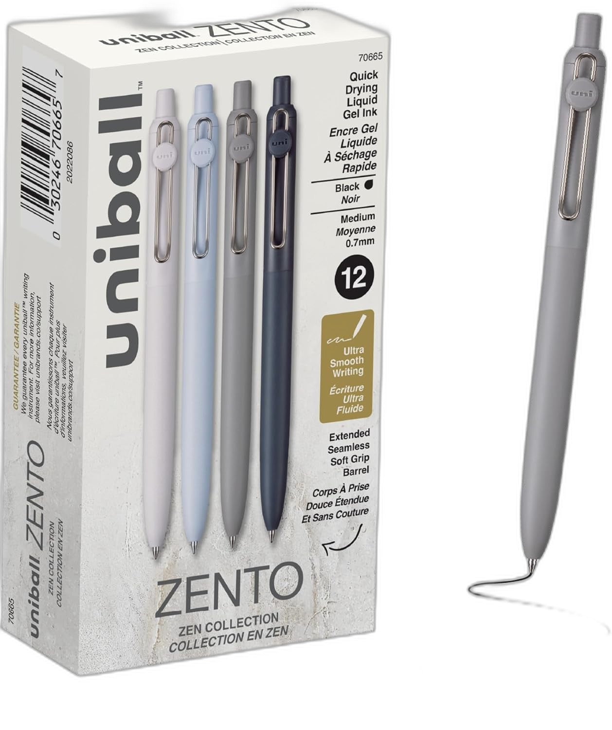 uniball™ Zento Gel Pens for Smooth Writing, 12 Count, Black Ink
