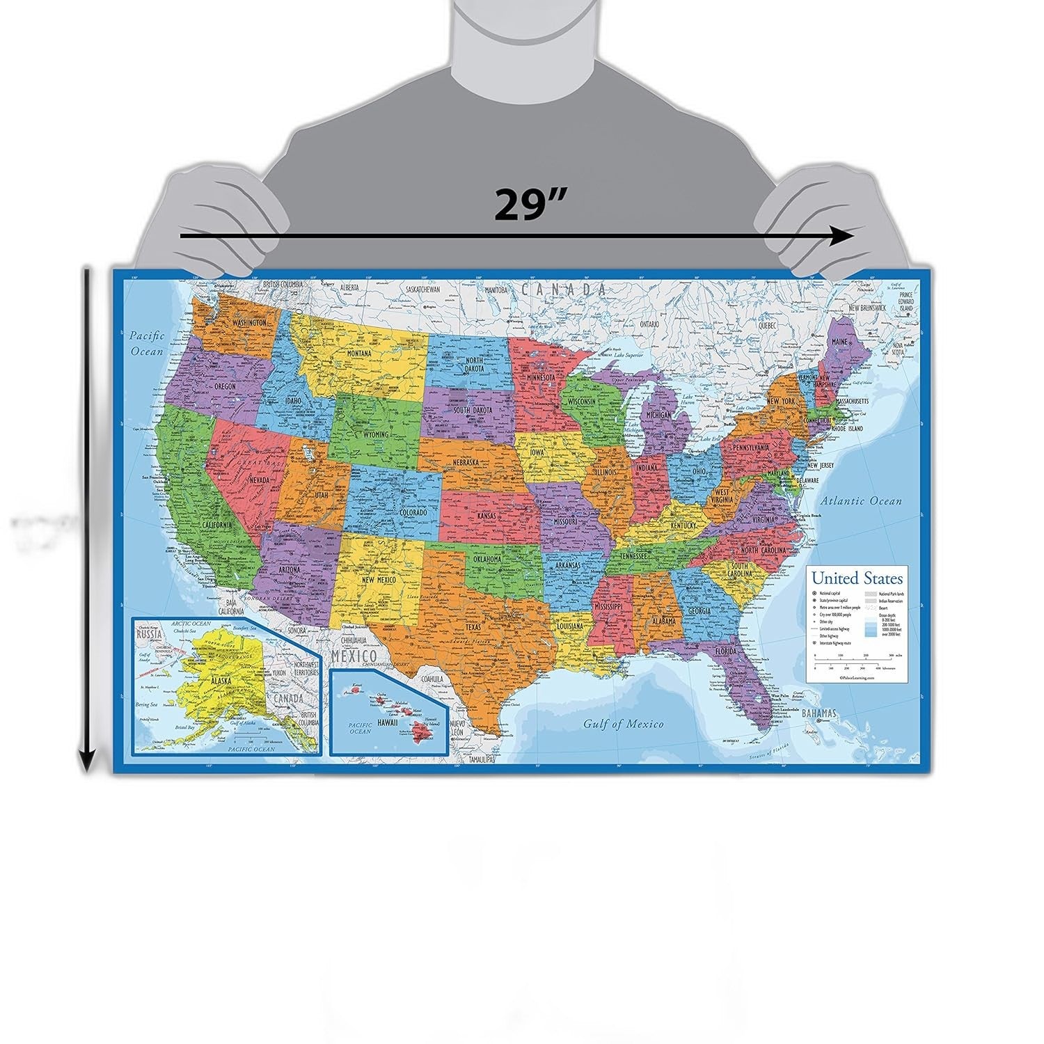 Palace Learning Laminated USA Map - Durable & Updated 18" x 29" - view 2
