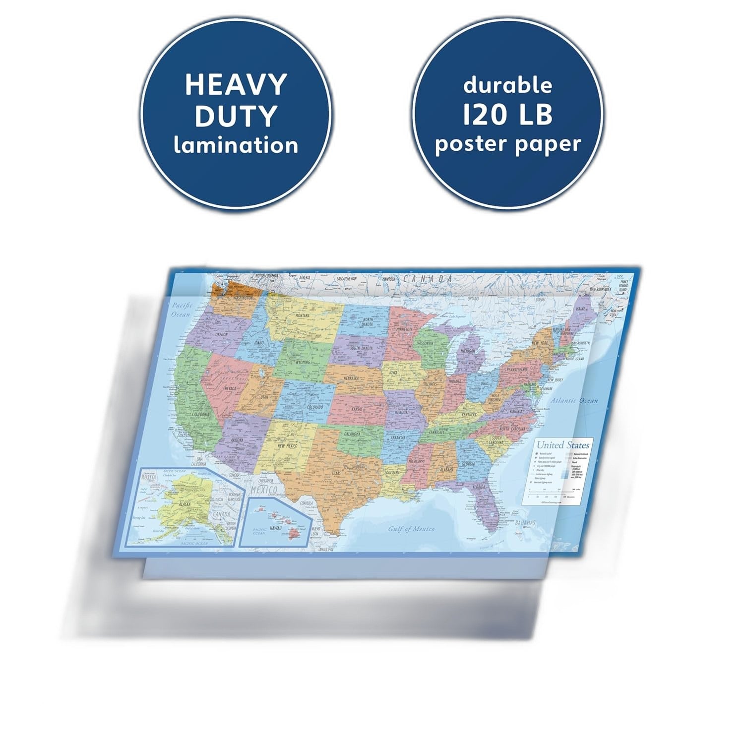 Palace Learning Laminated USA Map - Durable & Updated 18" x 29" - view 3