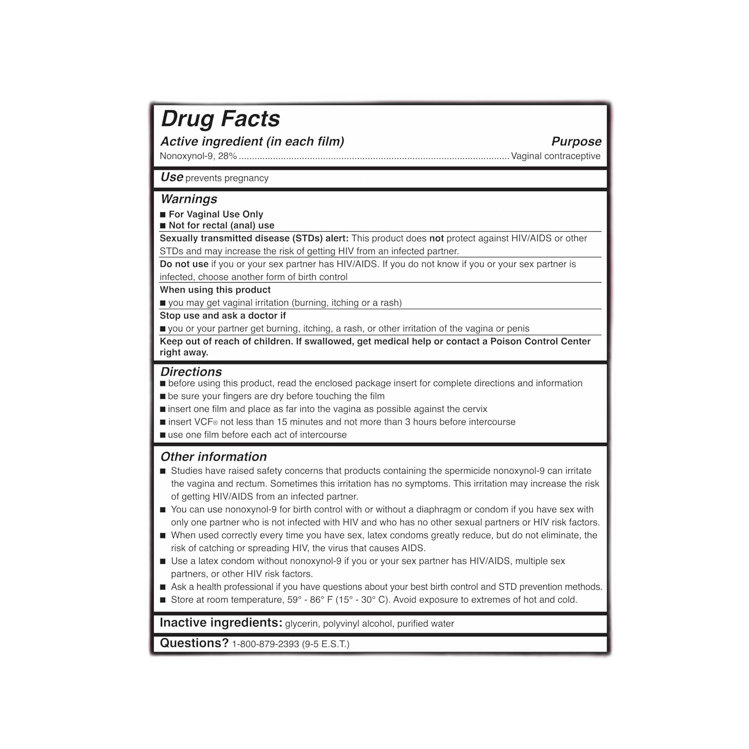 VCF Birth Control - Effective Vaginal Contraceptive Film, 9 Count - view 6